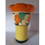 A large Clarice Cliff vase shape 374 (Archaic) with Fantasque pattern - orange flowers approx. Ht.