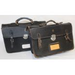 Two 1950s / 60s official black leather briefcases with gilt tooled crown ER II royal cypher to