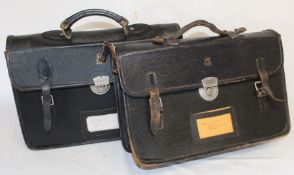 Two 1950s / 60s official black leather briefcases with gilt tooled crown ER II royal cypher to