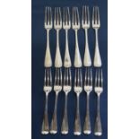 Matched set of Victorian three tine silver forks, 5 x George Maudsley Jackson, London 1895, 1 x
