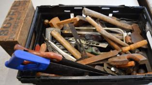 Hand tools & a wooden Bovril box