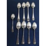 8 Victorian silver rat tail teaspoons, George Maudsley Jackson, London 1895 & 1 matched silver
