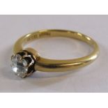 18ct gold & diamond solitaire ring (approx. 1/2 carat) with original ring box - total weight 3.