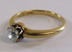 18ct gold & diamond solitaire ring (approx. 1/2 carat) with original ring box - total weight 3.