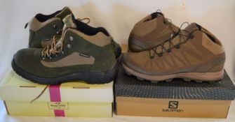 2 pairs of new unused walking boots, Salomon & Hoggs of Fife size 12 & 12.5