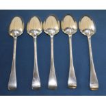 5 Victorian silver rat tail serving spoons, George Maudsley Jackson, London 1895, total weight 12.