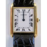 Cartier Paris Tank Quartz 18k ladies wrist watch with leather strap and red pouch - currently not