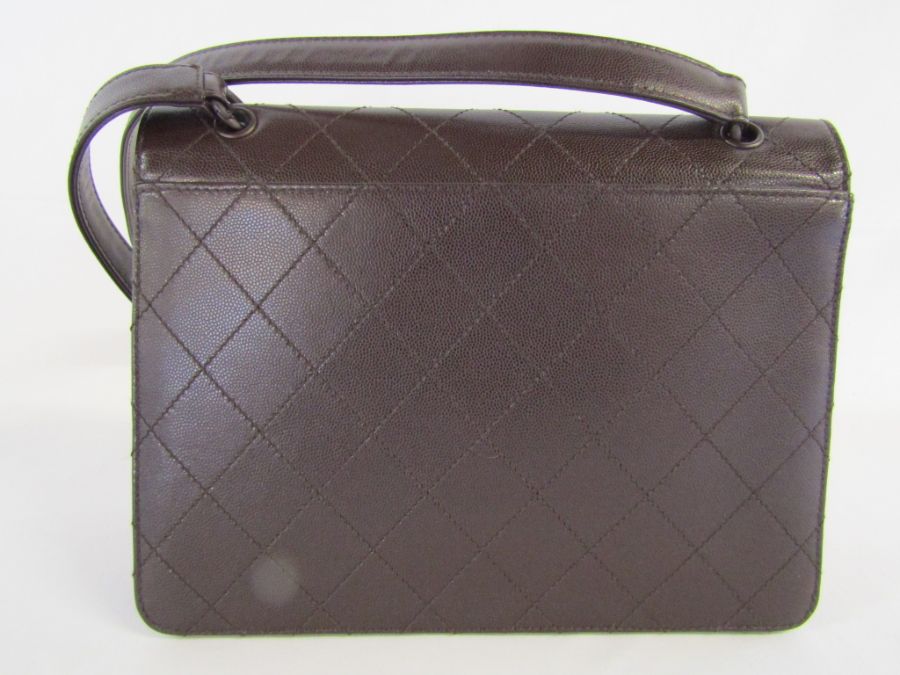 Chanel handbag 1997/99 - brown - Made in France - quilting stitched - matching code and certificate, - Image 3 of 8
