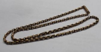 Tested as 9ct gold flat link belcher chain necklace 9.5g