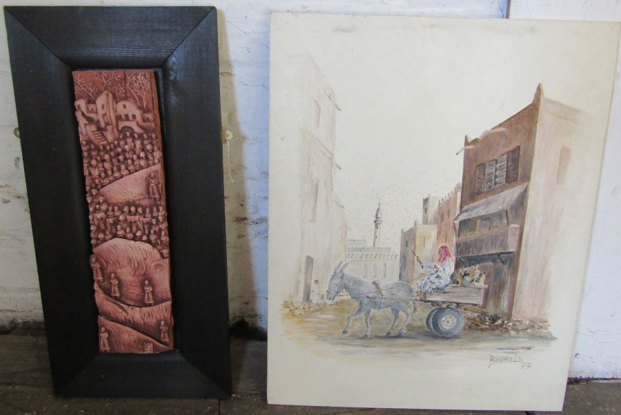 Collection of 7 mixed contemporary oils and prints and a wall art plaque - Image 8 of 8