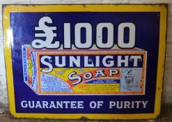 Large enamel Sunlight Soap sign L 92cm H 69cm