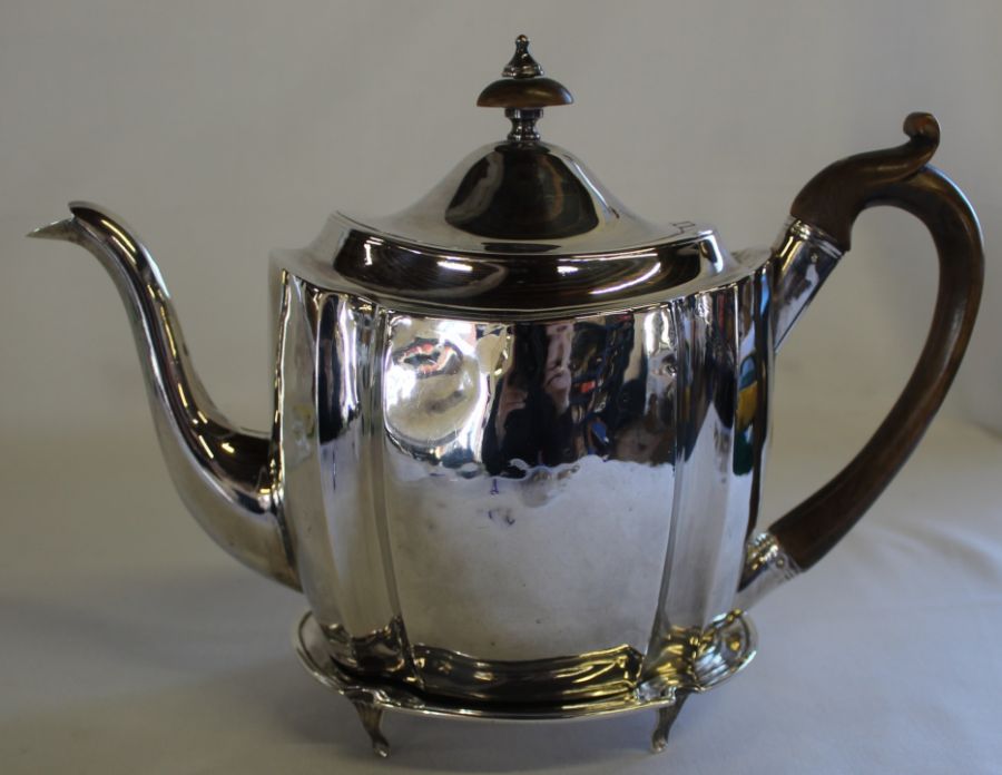 George III silver teapot & matching stand Peter & Anne Bateman London 1798 weight approximately 14. - Image 2 of 7