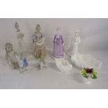 Coalport 'Lorraine' and 'Sarah' Ladies of fashion, other items of Coalport and unmarked figurines