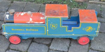 Vintage wooden Bluebell Express child's train L 76cm W 16cm Ht 31cm