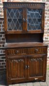 Oak display sideboard Ht 179cm W 95cm D 44cm