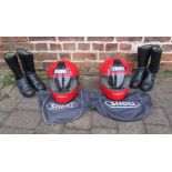 2 x Shoei XR-800 motorbike helmets both size 57cm and 2 pairs of Prexport motorbike boots sizes 40 &