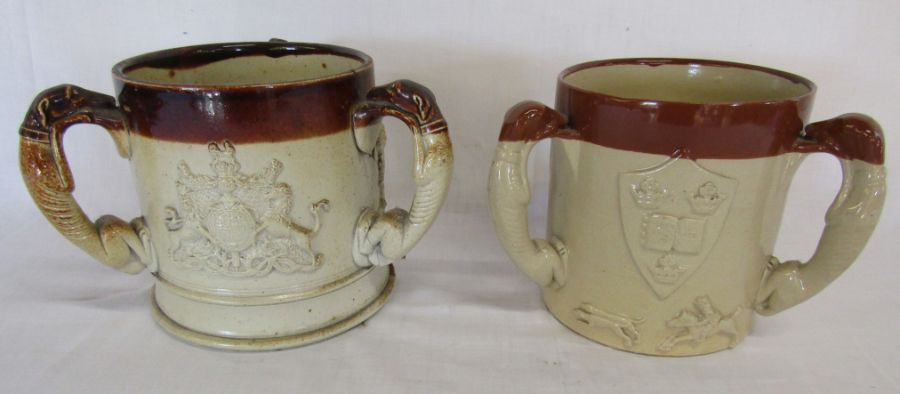 Two Doulton style stoneware tygs (af), ceramic plaques, Willstonia and other planters etc - Image 5 of 5