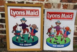 2 x Lyons Maid ice cream metal advertising signs - approx. 66cm x 51cm (with frame)