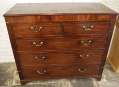 Georgian mahogany chest of drawers on bracket feet & brass swan neck handles Ht 106cm D 55cm L