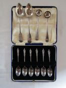 Small collection of silver spoons including a set of apostle spoons total weight 3.44 ozt