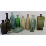 Selection of bottles including Louth Hamilton bottle, Warner's Safe x 2, South Yorkshire Aerated