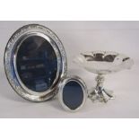 2 silver picture frames and a silver bon bon dish - weight of bon bon dish only 4.13ozt