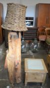 Standard lamp made from a reclamation timber beam & a Victorian commode