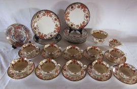 Late Victorian patterned part tea service marked RS/SR and a porcelain dish with Chinese style