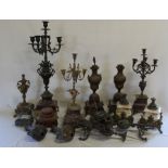 Various 19th century part marble & metal garnitures / candelabras and spare fitments etc.