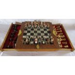 Oriental folding chess board with pull out drawers for resin pieces and an extra set of Wild West