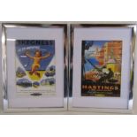 2 framed British Railway prints, Skegness and Hastings approx. 33cm x 45cm (includes frame)