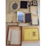 2 silver hallmarked miniature photo frames, several white metal photo frames (some stamped Sterling)