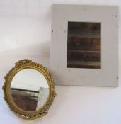 Authentic reproduction 'Queen Anne' oval mirror and painted wooden framed mirror