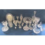 Collection of mostly crystal ware to include picture frame, ashtray, trinket dishes etc