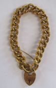 9ct gold chain link bracelet with padlock clasp total weight 17g (safety chain broken)