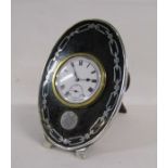 Edwardian tortoiseshell & silver frame with inset clock - clock currently working (workings &
