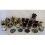 Alvingham pottery coffee service, hanging planters or tea-light holders and other items
