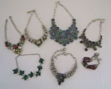A collection of mainly stamped 925 mounted necklaces but some white metal