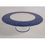 Tiffany & Co Blue and white basket weave patterned cake stand with box - approx. width 31cm