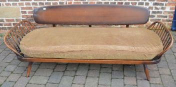 Ercol day bed, some splitting to the hoop ends & spindles L 210cm W 77cm