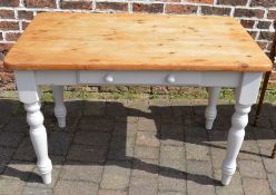Painted pine kitchen table L119cm W 72cm Ht 75cm