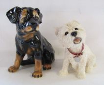 Ceramic Rottweiler puppy approx. 38cm high and a Leonardo collection West Highland Terrier