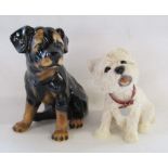 Ceramic Rottweiler puppy approx. 38cm high and a Leonardo collection West Highland Terrier