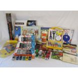 Selection of die-cast model cars, puzzles, cigarette and teacard albums etc