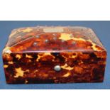 Tortoiseshell trinket box with stud work decoration 92mm w, 57mm d, 40mm h