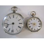 A gentleman's silver pocket watch and ladies silver fob watch