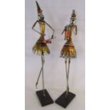 2 metal African tribal figures approx. 87cm high