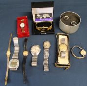 Selection of wristwatches including vintage 17 jewel silver watch marked Wilangil, 9ct Helvetia,