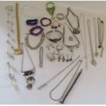 Collection of costume jewellery to include a small amount of silver