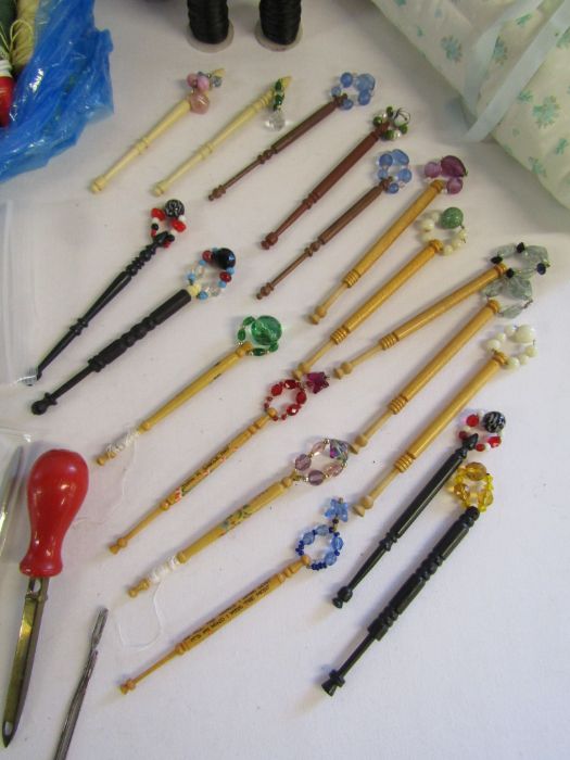 Collection of sewing items to include lace making bobbins, buttons, thread etc - Image 2 of 11